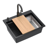 Kahjustatud pakendiga toode. Valamu Quadron Kurt 110, graniit, 59 cm x 50 cm x 21.5 cm, must v.