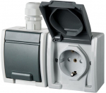 Pistikupesa 2-ne Elektro-Plast Aquant 1245-65, maandusega, IP65, antratsiit v./hall v.