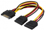 Juhe Savio SATA 15-pin - SATA 15-pin x2 AK-17 SATA 15 pin male, SATA 15 pin female x2, 0.18 m, kollane v.