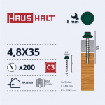 Isekeermestavad kruvid Haushalt DIN 7504K, 4.8 mm x 35 mm, 200 tk