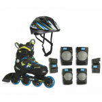 Rullide ja kaitsmete komplekt Fila J-One Combo 3Set 010623150, sinine/must/roheline, 28-32