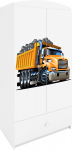 Laste riidekapp Kocot Kids Babydreams Truck, valge v., 90 cm x 52 cm x 175.5 cm