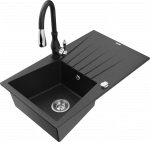 K&ouml;&ouml;givalamu koos kraaniga Mexen Cesar, graniit, 77 cm x 47 cm x 20 cm, h&otilde;be/must/hall