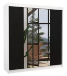 Riidekapp ADRK Perqs 200, valge v./must v., 58 cm x 200 cm x 215 cm, peegliga