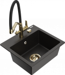 K&ouml;&ouml;givalamu koos kraaniga Mexen Milo, vaik/graniit, 43.5 cm x 41 cm x 17.1 cm, kuldne/must