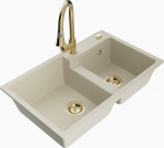 K&ouml;&ouml;givalamu koos kraaniga Mexen Tomas Beige+Gold, graniit, 80 cm x 50 cm x 19 cm, beige+gold