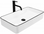 Vannitoa kraanikauss Rea Denis, keraamiline, 61.5 cm x 35 cm x 11 cm, valge v./must v.