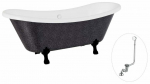 Vann, teisaldatav Besco Amelia Glam, 190 cm x 77 cm x 69 cm, ovaalne, must/kroom