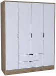 Riidekapp Kalune Design Nisan, valge v./p&auml;hklipuu v., 45 cm x 140 cm x 181.8 cm