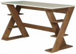 Kirjutuslaud ja riiul Kalune Design Lungo 801CMY5425, 60 cm x 140 cm, 73 cm, valge v./tumepruun v.
