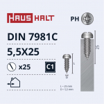 Isekeermestavad kruvid Haushalt, 5.5 mm x 25 mm, 25 tk