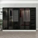 Riidekapp Kalune Design Kale 6663, valge v./must v., 52 cm x 270 cm x 190 cm