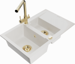 K&ouml;&ouml;givalamu koos kraaniga Mexen Gaspar White+Gold, graniit, 73 cm x 47 cm x 17.7 cm, kuldne/valge