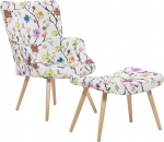 Tugitool koos jalatoega Beliani Vejle, eriv&auml;rviline/kreemjasvalge, 78 cm x 62 cm x 96 cm