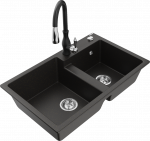 K&ouml;&ouml;givalamu koos kraaniga Mexen Tomas, vaik/graniit, 80 cm x 50 cm x 19 cm, kuldne/must