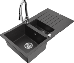 K&ouml;&ouml;givalamu koos kraaniga Mexen Matias, graniit, 90 cm x 50.5 cm x 20 cm, kroomi/must