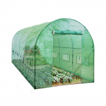 Akendega kaarjas kasvuhoone, pol&uuml;et&uuml;leen, 4 x 2.5 m, roheline v.