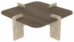Kohvilaud Kalune Design Poalla, p&auml;hklipuu v./travertine v., 90 cm x 90 cm x 35 cm