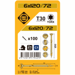 Puidukruvi, universaalsed Forte Tools TX30, 6 x 120 mm, kollane v., 100 tk