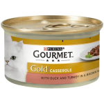 Kassi m&auml;rgtoit Purina Gourmet Gold Duck & Turkey in brown sauce, kalkun/pardiliha, 0.085 kg