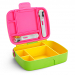 Toidukonteiner Munchkin Lunch Box Bento, 18 kuud, plastik, kollane v./roheline v./roosa v.