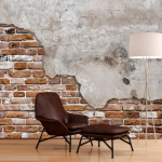 Fototapeet Artgeist Futuristic Duet - Concrete Tile On Old Brick Background, 70 cm x 100 cm