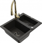 K&ouml;&ouml;givalamu koos kraaniga Mexen Carlos, graniit, 58.2 cm x 47.5 cm x 17.7 cm, kuldne/must