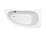 Vann, sisseehitatav/nurgaga Besco Milena, 150 cm x 70 cm, parempoolne, valge/must