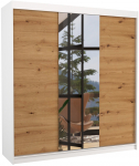 Riidekapp ADRK Santiago, tamm v./valge v., 58 cm x 200 cm x 215 cm, peegliga