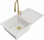 K&ouml;&ouml;givalamu koos kraaniga Mexen Leo, vaik/graniit, 90 cm x 50 cm x 19 cm, valge