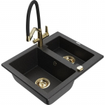 K&ouml;&ouml;givalamu koos kraaniga Mexen Carlos, graniit, 58.2 cm x 47.5 cm x 17.7 cm, metallic black/silver+black/gold