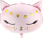 Fooliumist &otilde;hupall erikujuga Party Deco Cat Head, roosa v.