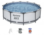 Bassein, raamiga Bestway Steel Pro Max 56418, valge v./hall v., 366 x 100 cm