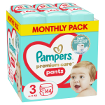 P&uuml;ksm&auml;hkmed Pampers Premium Care Pants, 3 suurus, 6 - 11 kg, 144 tk