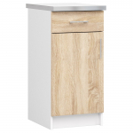 Alumine k&ouml;&ouml;gikapp Akord Furniture Factory Lima S40 SZ1, valge v./hele pruun v., 44.5 cm x 40 cm x 82 cm