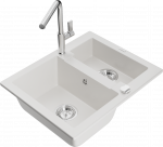 K&ouml;&ouml;givalamu koos kraaniga Mexen Carlos Flora, graniit, 58.2 cm x 47.5 cm x 17.7 cm, valge/kroom