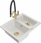 K&ouml;&ouml;givalamu koos kraaniga Mexen Carlos Duo, graniit, 58.2 cm x 47.5 cm x 17.7 cm, kuldne/valge/must