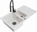 K&ouml;&ouml;givalamu koos kraaniga Mexen Matias Aster, graniit, 90 cm x 50.5 cm x 20 cm, valge/must