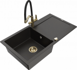 K&ouml;&ouml;givalamu koos kraaniga Mexen Leo Metallic black/gold+Black/Gold, graniit, 90 cm x 50 cm x 19 cm, metallic black/gold+black/gold