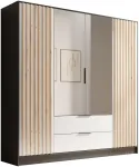 Riidekapp ADRK Neri 200, valge v./must v./pruunikas v., 200 cm x 51 cm x 200 cm, peegliga