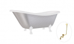 Vann, teisaldatav Besco Otylia Glam, 170 cm x 77 cm x 68.5 cm, ovaalne, kuldne/valge