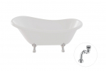 Vann, teisaldatav Besco Otylia, 160 cm x 77 cm x 69.5 cm, ovaalne, valge/kroom
