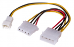 Adapter Akyga 3 pin, 4 pin Molex male x 2, 0.15 m