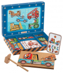 Puidust kujukeste valmistamise komplekt Djeco Vehicles DJ06641, sinine v./pruun v., 0.82 g