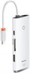 Adapter Baseus USB-C - 2xUSB/USB-C/HDMI/SD/MicroSD USB-C male, 2xUSB/USB-C/HDMI/SD/MicroSD female, valge v.