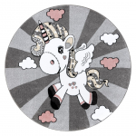 Vaip sise Hakano Tinies Unicorn, valge v./roosa v./hall v., 160 cm x 160 cm