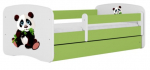 Lastevoodi Kocot Kids Panda 2, valge v./roheline v., 80 x 180 cm, voodipesu kastiga, madratsiga