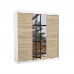 Riidekapp ADRK Santiago 200, pruun v./valge v./pruunikas v., 58 cm x 200 cm x 215 cm, peegliga