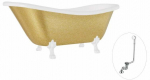 Vann, teisaldatav Besco Otylia Glam, 160 cm x 77 cm x 68.5 cm, ovaalne, kuldne/valge