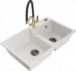 K&ouml;&ouml;givalamu koos kraaniga Mexen Tomas, graniit, 80 cm x 50 cm x 19 cm, kuldne/valge/h&otilde;be